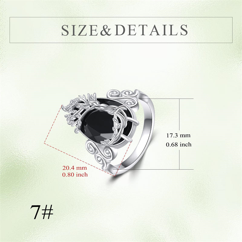 Sterling Silver Vintage Flower Rose Flower Tree Tree of Life Ring for Women