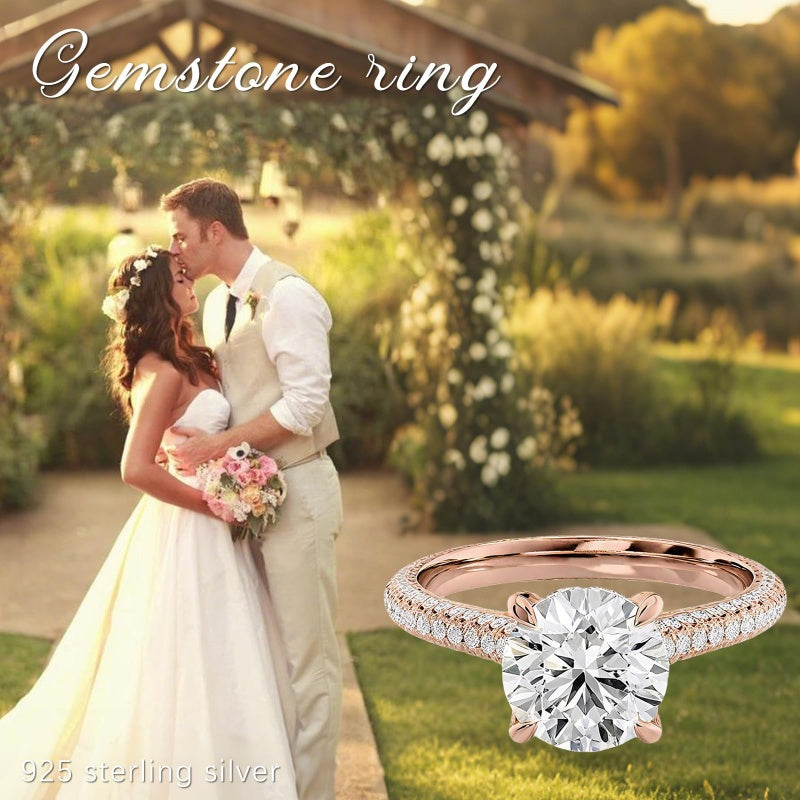 Sterling Silver 10K 14K 18K Gold Personalized Engraved 1-3 Carat Round Moissanite   Anniversary  Engagement Ring