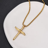 14K Gold Plated Cross Pendant Necklace for Men Religious Jewelry Christian Gift