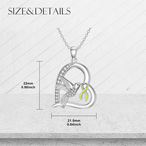 Sterling Silver Cubic Zircon Hummingbird Cancer Awareness Pendant Necklace Gifts for Women