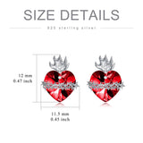 Sterling Silver Heart Crystal Sacred Heart of Jesus Studs Earrings