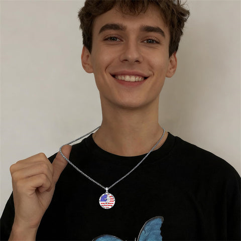 Sterling Silver American Flag Baseball  Basketball Boxing Football Golf Sports Pendant Necklace