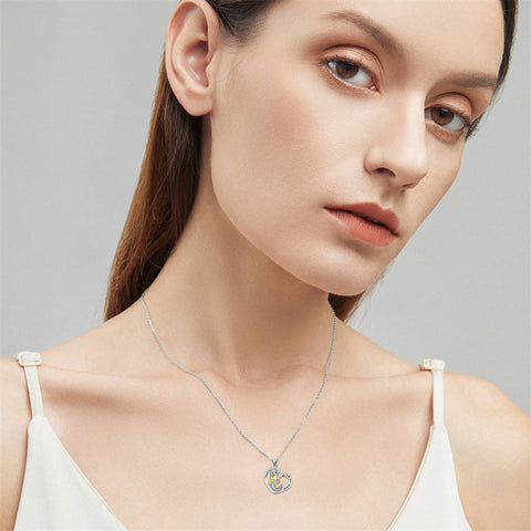 Sterling Silver Cubic Zircon Axolotl Pendant Necklace Engraved with I Love You Forever