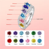 Copper Sterling Silver Personalized 1-6 Simulated Birthstones  Infinity Family Ring for Women