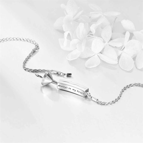 Sterling Silver Rose Butterfly Dragonfly Urn Bracelet for Ashes