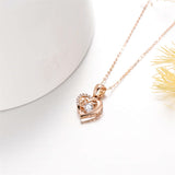 18K Gold Cubic Zirconia Double Love Heart Pendant Necklace