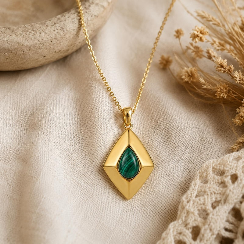 14K Gold Plated Bohemian Teardrop Pendant Necklace for Women
