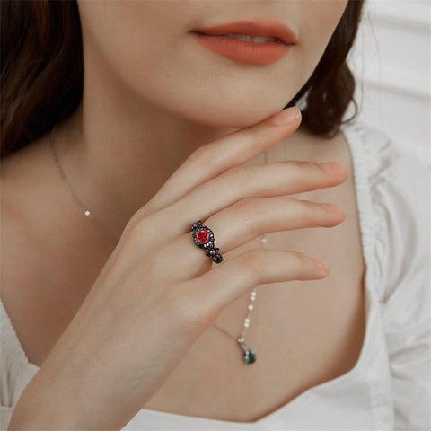 Copper Created Opal Mystic Topaz Amethyst Garnet Eternity Ring for Women