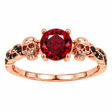 Sterling Silver 10K 14K 18K Gold Personalized Gothic Skull Ring Exquisite Spooky Jewelry for Halloween Lovers