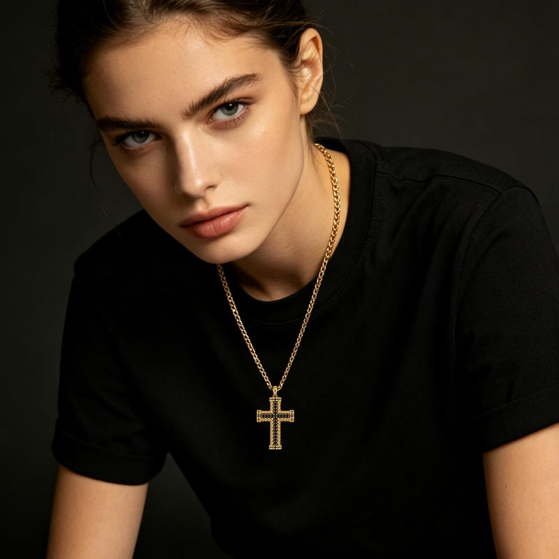 14K Gold  Plated Cross Necklace Simple Religious Jewelry Gift