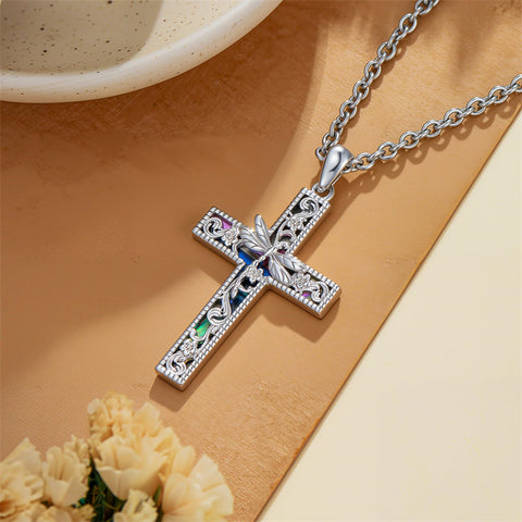 Sterling Silver Abalone Shell Dragonfly Plumeria Rose Sunflower Pendant Necklace