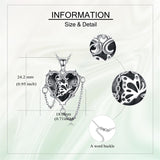 Witches Heart Pendant Necklace 925 Sterling Silver Gothic Jewelry Goth Halloween Gifts for Women