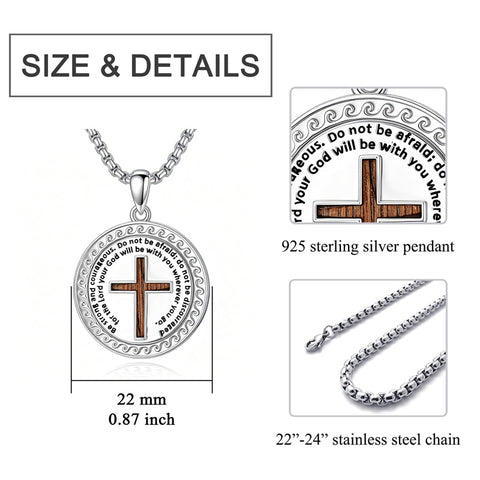 Sterling Silver Wooden Cross Pendant Necklace