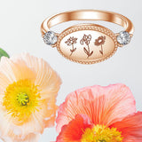 925 Sterling Silver Personalized Birth Flower Ring Wildflower Ring Gift for Mother