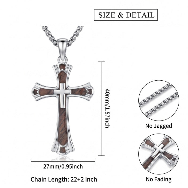 14K Gold Plated Cross Pendant Necklace Protection Jewelry Religious Gift