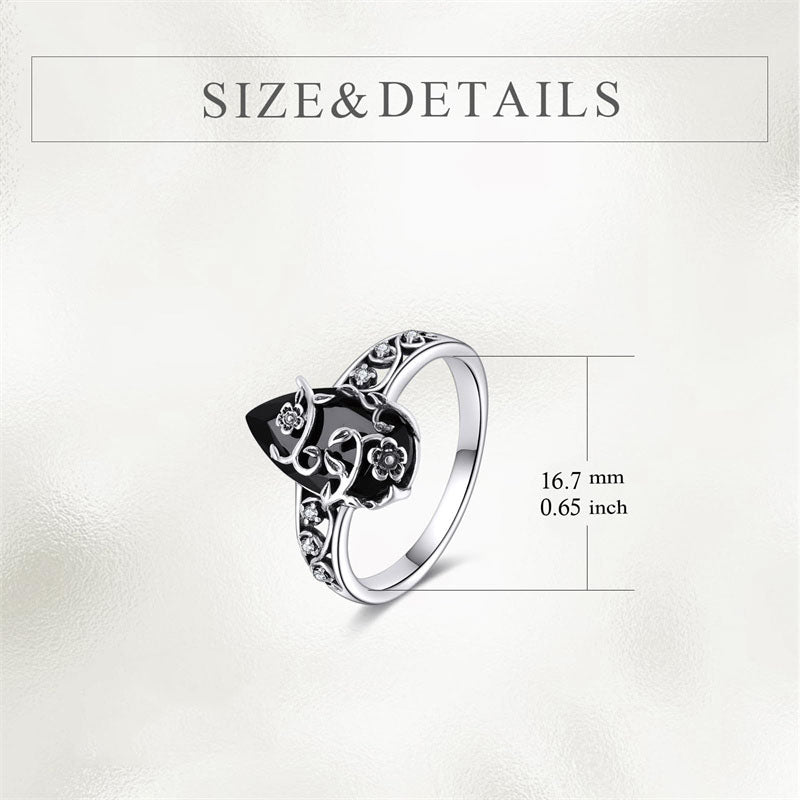 Sterling Silver Vintage Flower Rose Flower Tree Tree of Life Ring for Women