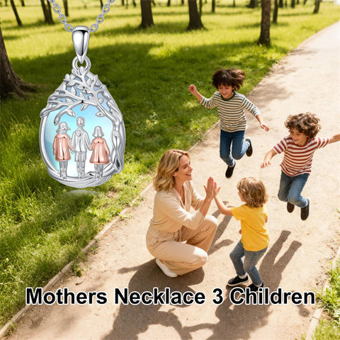 Sterling Silver Moonstone Teardrop Father Daughter Mother Daughter Pendant Necklace