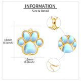 14K Solid Gold Dog Paw Pendant Necklace with Moonstone Solid Gold Jewelry Gift for Women