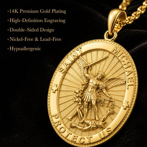 Patron Saint Medal Gold Plated Catholic Pendant Christian Religious Necklace Amulet Jewelry