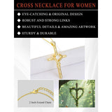 14K Gold Plated Cross Pendant Necklace for Women