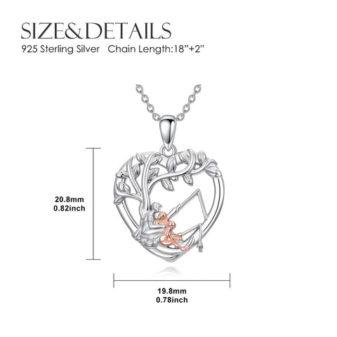 Sterling Silver Tree of Life Father Daughter Sister Pendant Necklace for Women Christmas Gift