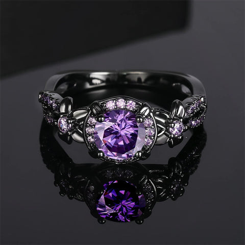 Copper Created Opal Mystic Topaz Amethyst Garnet Eternity Ring for Women