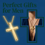 14K Gold  Plated Cross Pendant Necklace for Men Minimalist Religion Jewelry