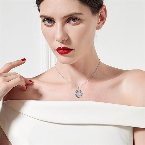 Sterling Silver Crystal Tree of Life Family Pendant Necklace for 1 to 5 Children