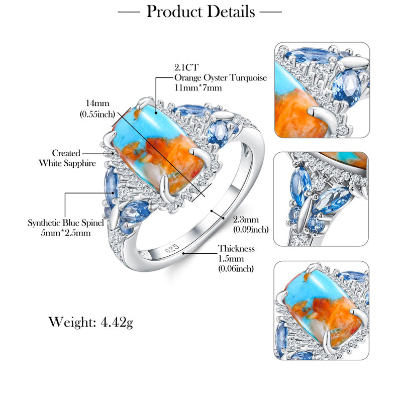 Sterling Silver Cushion Marquise Pear Round Oval Cut Turquoise Engagement Ring for Women