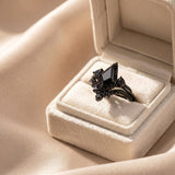 Sterling Silver 10K  14K  18K Gold 1CT-4CT Black Onyx Engagement Ring Gothic Wedding Promise Ring