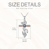 Sterling Silver Cross 100 Languages 12 Month Birthstone Birth Month Flower Pendant Necklace