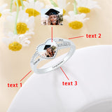 Sterling Silver Heart 10K 14K 18K Gold Customized Photo High School College Graduation Ring