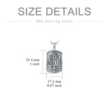 Sterling Silver Islamic Muslim Arabic Calligraphy Allah Dog Tag Pendant Necklace