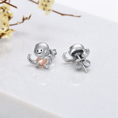 Sterling Silver Octopus Raccoon Highland Cow Goat Guinea Pig Zebra Stud Earrings