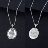 Sterling Silver  Virgin Mary Saint Florian Saint Jude Saint Michael Saint Benedict Amulet Protection Pendant Necklace