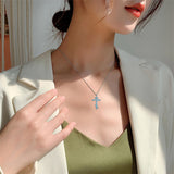 Sterling Silver Russian Eastern Orthodox Cross Pendant Necklace