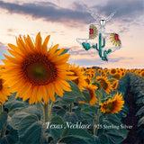 Sterling Silver Texas State Sunflower & Cactus Pendant Necklaces