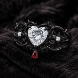 Sterling Silver 10K 14K 18K Gold Moissanite Gothic Black  Engagement Wedding Ring  for Women