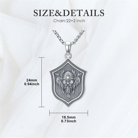 Sterling Silver Viking Raven Bear Odin Wolf Pendant Necklace for Men