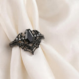 Sterling Silver 10K  14K  18K Gold 1CT-4CT Black Onyx Engagement Ring Gothic Wedding Promise Ring