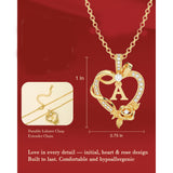 14K Gold Plated Initial Heart Pendant  Necklace Gift for Women Anniversary for Her