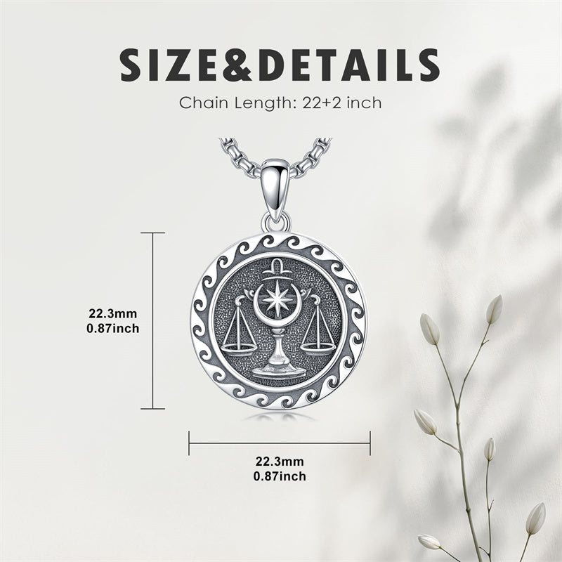 Sterling Silver 12 Zodiac Astrology Horoscope Pendant Necklace