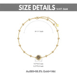 Solid 14K Gold Sunflower Anklet Bracelet for Women Birthday Christmas Gift for Her Mom Beach Foot Jewelry, 8+1+1 Inch