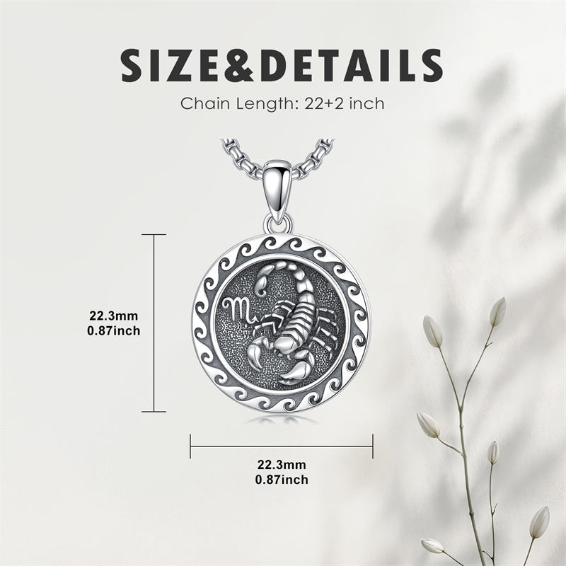 Sterling Silver 12 Zodiac Astrology Horoscope Pendant Necklace