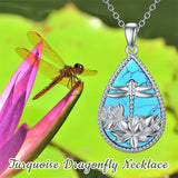 Sterling Silver Turquoise Dragonfly Butterfly Cardinal Pendant Necklace  with Memorial Engraved