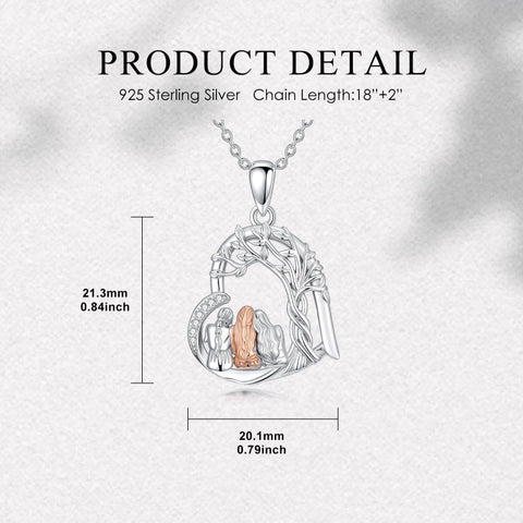 Sterling Silver Tree of Life Father Daughter Sister Pendant Necklace for Women Christmas Gift