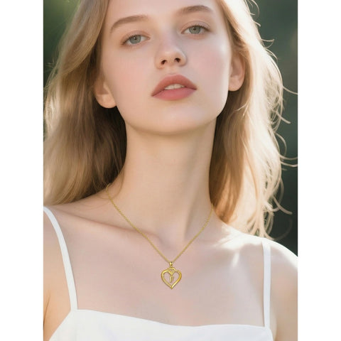 Heart Initial A-Z Pendant Necklace for 14K Gold Plated Women Initials Jewelry Gifts