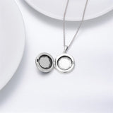 Sterling Silver Personalized Photo &Engraved Round Photo Necklace