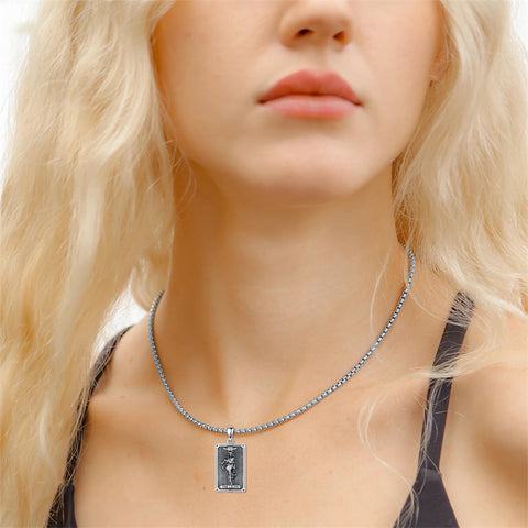 Sterling Silver Tarot Card Hecate Athena Artemis Lilith Medusa Goddess Pendant Necklace