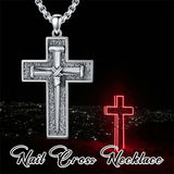 Sterling Silver 3 Nail Cross Pendant Necklace for Men